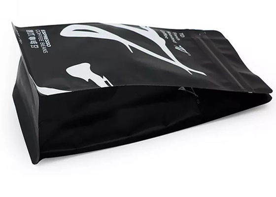 250g 500g 1kg White Black Heat Seal Coffee Bean Pouch Matte 8 Sides Gusseted