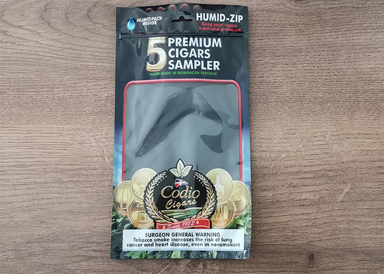 ह्यूमिडिटी सिगार पैकेजिंग बैग, टॉप जिपलॉक सिगार ह्यूमिडोर बैग