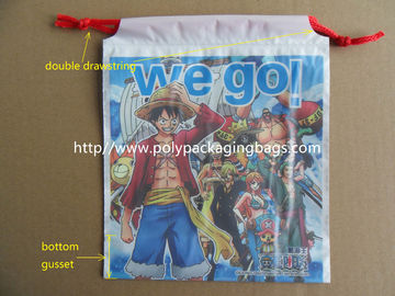 Custom Printed Drawstring Plastic Bags / Double Drawstring Bag OEM