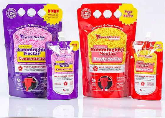 टोंटी / पानी की कल के साथ बॉक्स एल्यूमीनियम डबल नीचे में कस्टम स्टैंड अप पाउच बिब बैग