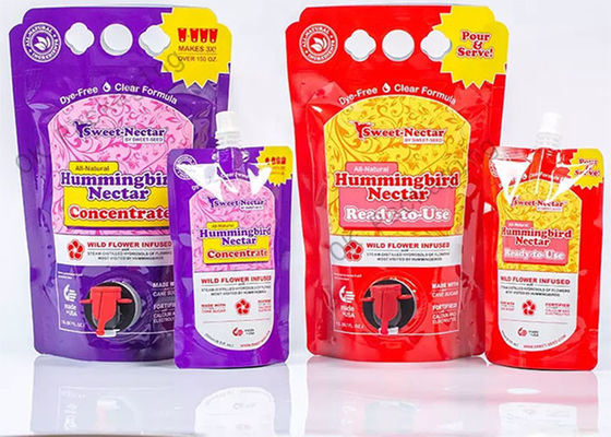 टोंटी / पानी की कल के साथ बॉक्स एल्यूमीनियम डबल नीचे में कस्टम स्टैंड अप पाउच बिब बैग