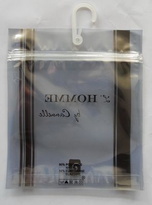 पुरुषों के अंडरवियर / परिधान के लिए हैंगर / हुक और जिप लॉक के साथ पानी के सबूत पॉली बैग