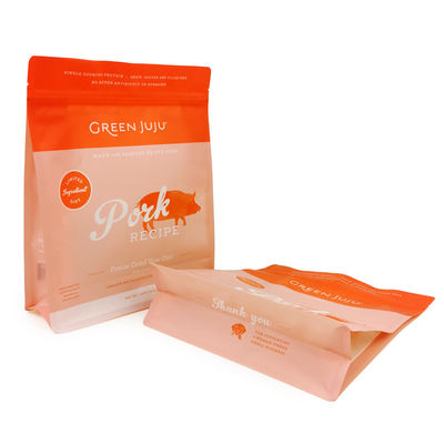 कस्टम पालतू भोजन बैग खड़े ज़िपर बैग पुनः बंद करने योग्य बैरियर बैग फ्लैट तल पालतू भोजन बैग