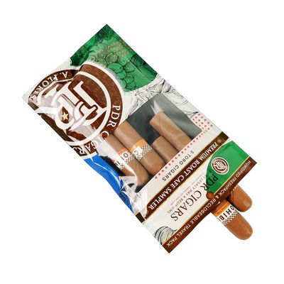 स्पष्ट विंडो के साथ कस्टम रीसेलेबल फॉयल ज़िप लॉक थ्री साइड सील नेचुरल लीफ सिगार रैप्स मॉइस्चराइजिंग प्लास्टिक पैकेजिंग बैग