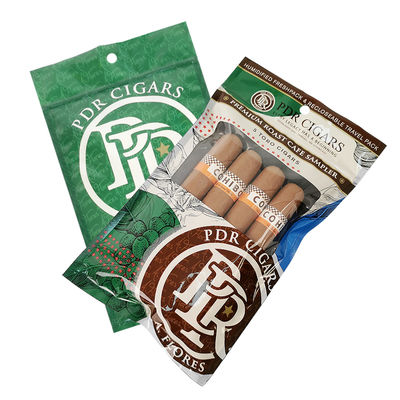 स्पष्ट विंडो के साथ कस्टम रीसेलेबल फॉयल ज़िप लॉक थ्री साइड सील नेचुरल लीफ सिगार रैप्स मॉइस्चराइजिंग प्लास्टिक पैकेजिंग बैग