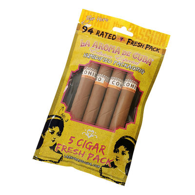 कस्टम प्रिंट ज़िप लॉक सिगार पैकेजिंग बैग सिगार ह्यूमिडिफाइड प्लास्टिक पाउच हाइड्रेटिंग लेयर के साथ ﻿