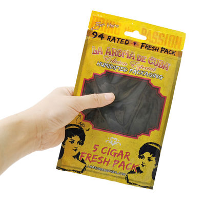 कस्टम प्रिंट ज़िप लॉक सिगार पैकेजिंग बैग सिगार ह्यूमिडिफाइड प्लास्टिक पाउच हाइड्रेटिंग लेयर के साथ ﻿