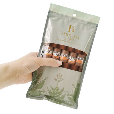 कस्टम ग्रेवरेज प्रिंटिंग आर्द्र सिगार बैग ज़िपलॉक आर्द्रता सिगार बैग 5 सिगार सरल पैक के साथ स्पष्ट खिड़की प्लास्टिक पैकिंग