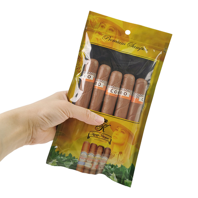 कस्टम मुद्रण Humidor पैकेज प्लास्टिक तीन पक्षीय सील Ziplock सिगार बैग सिगरेट पैकेजिंग पाउच सिगार humidor humidifier
