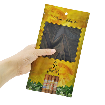 कस्टम मुद्रण Humidor पैकेज प्लास्टिक तीन पक्षीय सील Ziplock सिगार बैग सिगरेट पैकेजिंग पाउच सिगार humidor humidifier