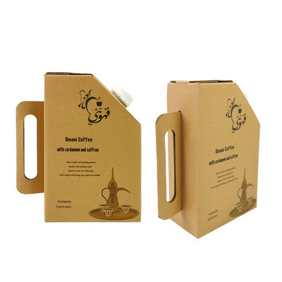 1L/2L/3L/5L ड्रिंक बैग डिस्पोजेबल हैंडल बॉक्स में कॉफी बीब बैग वाइन के साथ वाल्व कॉफी बॉक्स डिस्पेंसर