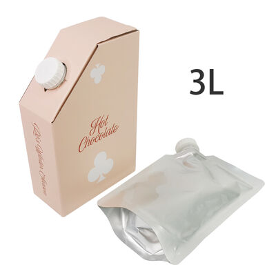 Customized Juice bags in box packaging with tap enabling controlled dispensing and reducing waste in beverage packaging