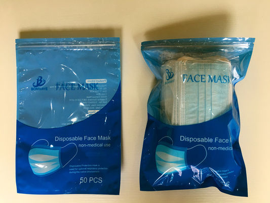 नमी सबूत CMYK OPP PET PE लैमिनेटेड मास्क पैकेजिंग बैग मास्क के लिए रीसेलेबल Ziplock बैग