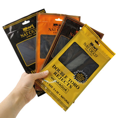 कस्टम तंबाकू पैकेजिंग ह्यूमिडिफायर प्लास्टिक पाउच 4-5 सिगार के लिए ह्यूमिडिफाइड सिगार ह्यूमिडोर बैग, हाइग्रोमीटर और डिवाइडर के साथ