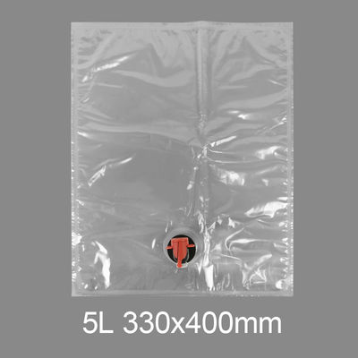 कस्टम ट्रांसपेरेंट BiB 5l प्लास्टिक टैप बैग पीने का पानी वाइन जूस बैग इन बॉक्स डिस्पेंसर बटरफ्लाई वाल्व विटॉप के साथ