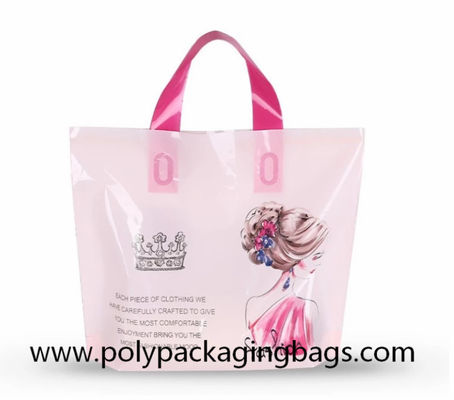 नरम लूप हैंडल के साथ 100 माइक्रोन प्लास्टिक शॉपिंग बैग